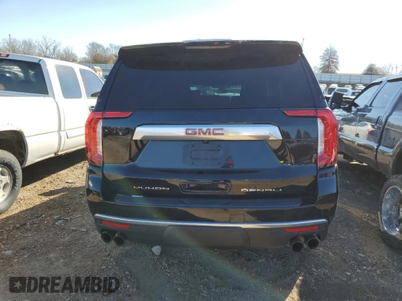 2021 GMC Yukon XL Denali with VIN 1GKS2JKL8MR448914, listed as a Copart auction lot 77871723 with 0 mi miles and Salvage Title. Bid and sale history available at carsss.com. Image 6.