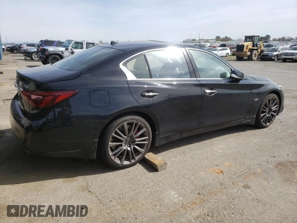 2019 Infiniti Q50 RED SPORT 400 with VIN JN1FV7AP1KM760890, listed as a Copart auction lot 48599375 with 78,196 mi miles and Salvage Title. Bid and sale history available at carsss.com. Image 3.