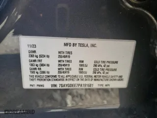 2023 Tesla Model Y Long Range with VIN 7SAYGDEE7PA191681, listed as a Copart auction lot 50735155 with 12,836 mi miles and Salvage Title. Bid and sale history available at carsss.com. Image 12.