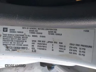 2005 GMC Canyon 1SB SLE Z85 z VIN 1GTCS136958199913, wystawiony jako IAAI lot #41451237 z przebiegiem 178 319 mil mil oraz . Historia ofert i sprzedaży dostępna na DreamBid. Obrazek 9.