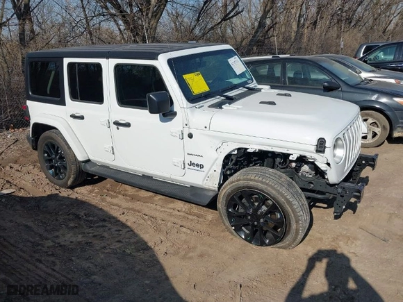 2023 Jeep Wrangler 4xe Sahara with VIN 1C4JJXP61PW553364, listed as a IAAI auction lot 41747111 with 22,127 mi miles. Bid and sale history available at carsss.com. Image 1.
