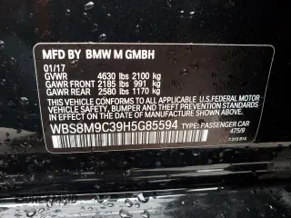 2017 BMW M3 with VIN WBS8M9C39H5G85594, listed as a Copart auction lot 46032454 with 58,183 mi miles. Bid and sale history available at carsss.com. Image 12.