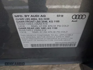 2018 Audi Q3 Premium with VIN WA1ECCFS4JR029578, listed as a IAAI auction lot 41920030 with 81,508 mi miles and . Bid and sale history available at DreamBid. Image 9.