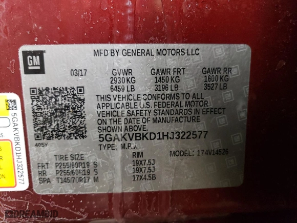 2017 Buick Enclave Leather with VIN 5GAKVBKD1HJ322577, listed as a Copart auction lot 45504155 with 74,842 mi miles and Salvage Title. Bid and sale history available at carsss.com. Image 12.