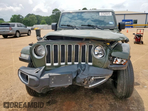 2021 Jeep Wrangler Unlimited Sahara with VIN 1C4HJXEN5MW591989, listed as a Copart auction lot 57535645 with 80,923 mi miles and Salvage title. Bid and sale history available at DreamBid. Image 5.