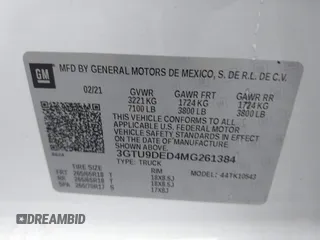 2021 GMC Sierra 1500 SLT z VIN 3GTU9DED4MG261384, wystawiony jako IAAI lot #42161232 z przebiegiem 36 685 mil mil oraz . Historia ofert i sprzedaży dostępna na DreamBid. Obrazek 9.