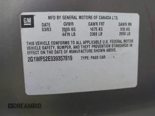 2003 Chevrolet Impala with VIN 2G1WF52E339357819, listed as a IAAI auction lot 41918563 with Not Provided miles and . Bid and sale history available at DreamBid. Image 9.