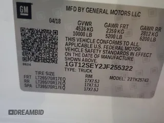 2018 GMC Sierra 2500HD Denali with VIN 1GT12SEY2JF255322, listed as a Copart auction lot 84299244 with 120,489 mi miles and Salvage Title. Bid and sale history available at carsss.com. Image 12.