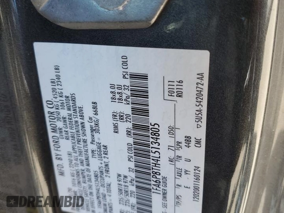 2020 Ford Mustang EcoBoost with VIN 1FA6P8TH4L5134805, listed as a Copart auction lot 55942155 with 93,729 mi miles and Clean title. Bid and sale history available at DreamBid. Image 12.