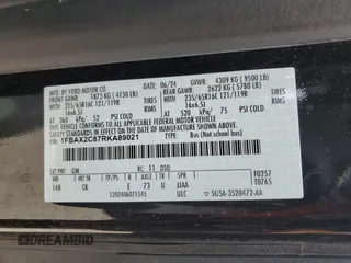 2024 Ford Transit Passenger XL with VIN 1FBAX2C87RKA89021, listed as a Copart auction lot 54859575 with 28,791 mi miles and Salvage title. Bid and sale history available at DreamBid. Image 13.
