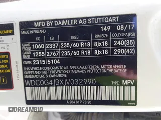 2018 Mercedes-Benz GLC with VIN WDC0G4JBXJV032990, listed as a IAAI auction lot 41858892 with 101,678 mi miles. Bid and sale history available at carsss.com. Image 9.