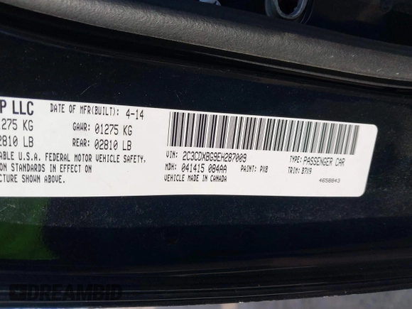 2014 Dodge Charger SE with VIN 2C3CDXBG9EH287009, listed as a IAAI auction lot 41924116 with 190,725 mi miles and . Bid and sale history available at carsss.com. Image 9.