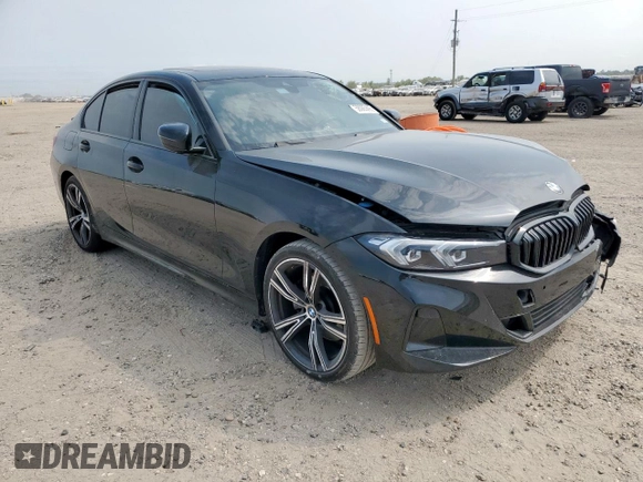 2023 BMW 3 Series 330i with VIN 3MW69FF08P8D30427, listed as a Copart auction lot 58085895 with 27,608 mi miles and Salvage title. Bid and sale history available at DreamBid. Image 4.