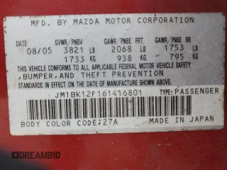 2006 Mazda 3 i with VIN JM1BK12F161416801, listed as a Copart auction lot 48865535 with 195,086 mi miles and Clean Title. Bid and sale history available at DreamBid. Image 14.