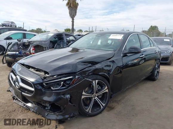 2025 Mercedes-Benz C 300 with VIN W1KAF4GBXSR238038, listed as a IAAI auction lot 41682379 with 431 mi miles and . Bid and sale history available at DreamBid. Image 2.