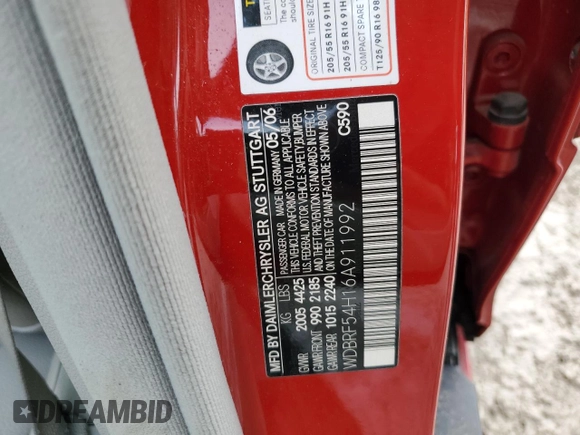 2006 Mercedes-Benz C 280 Luxury с VIN WDBRF54H16A911992, выставлен на аукционе Copart как лот 50339845 с пробегом 37 916 миль миль и Списание • Salvage title. История ставок и продаж доступна на DreamBid. Изображение 13.