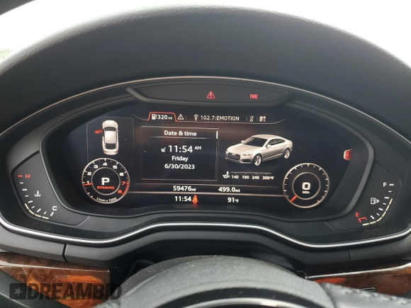 2018 Audi A5 Sportback Premium Plus with VIN WAUENCF57JA131012, listed as a Copart auction lot 58140183 with 59,476 mi miles. Bid and sale history available at carsss.com. Image 9.
