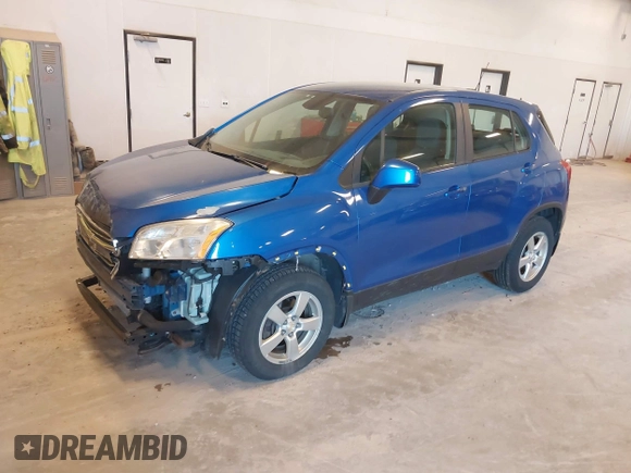 2015 Chevrolet Trax LS with VIN KL7CJPSB5FB186081, listed as a IAAI auction lot 41888072 with 140,087 mi miles. Bid and sale history available at carsss.com. Image 2.