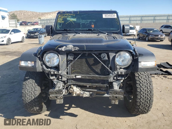 2022 Jeep Wrangler Unlimited Rubicon with VIN 1C4JJXFM6NW175930, listed as a Copart auction lot 80345034 with 27,265 mi miles and Salvage title. Bid and sale history available at DreamBid. Image 5.
