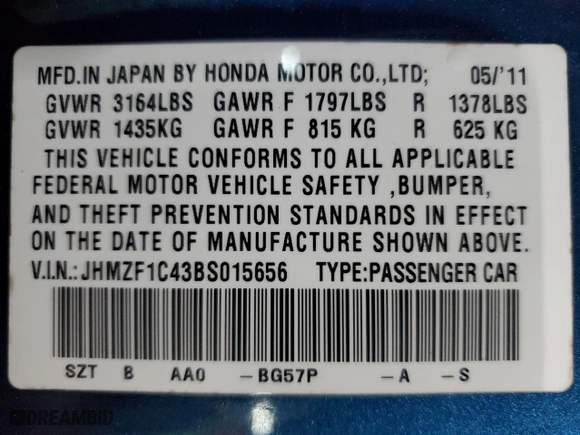2011 Honda CR-Z with VIN JHMZF1C43BS015656, listed as a Copart auction lot 84283084 with 161,025 mi miles and Salvage Title. Bid and sale history available at carsss.com. Image 14.
