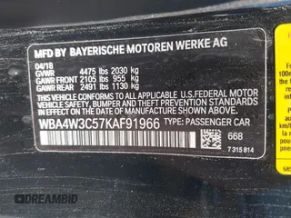 2019 BMW 4 Series 430i with VIN WBA4W3C57KAF91966, listed as a IAAI auction lot 42589984 with 103,001 mi miles and . Bid and sale history available at DreamBid. Image 8.