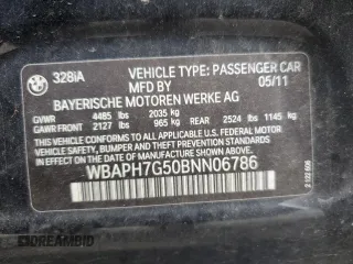 2011 BMW 3 Series 328i с VIN WBAPH7G50BNN06786, выставлен на аукционе Copart как лот 51624605 с пробегом 115 173 миль миль и Списание • Salvage title. История ставок и продаж доступна на DreamBid. Изображение 14.