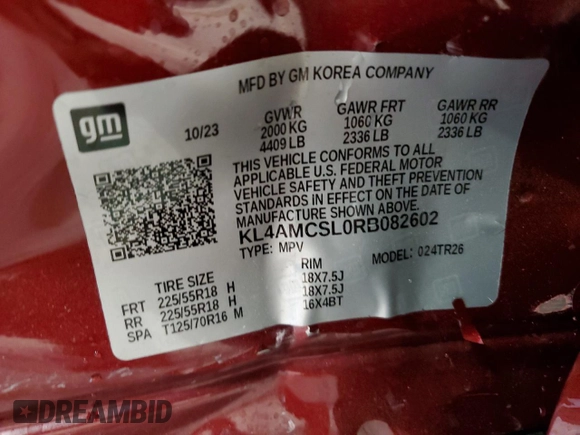 2024 Buick Encore GX Preferred z VIN KL4AMCSL0RB082602, wystawiony jako Copart lot #57526715 z przebiegiem 5 551 mil mil oraz Szkoda całkowita • Salvage title. Historia ofert i sprzedaży dostępna na DreamBid. Obrazek 13.