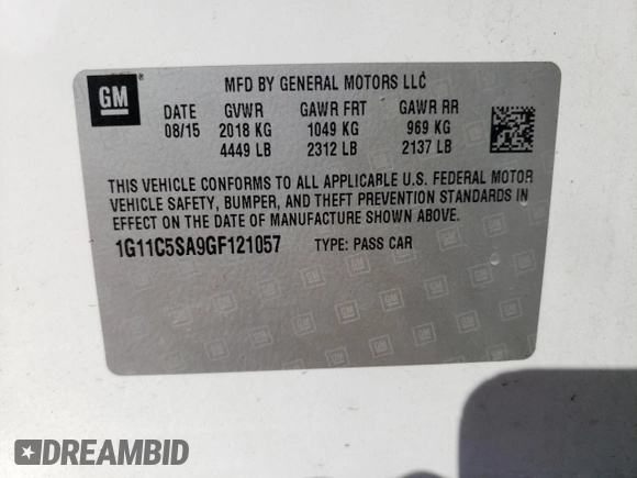 2016 Chevrolet Malibu Limited LT with VIN 1G11C5SA9GF121057, listed as a Copart auction lot 72240824 with 128,010 mi miles and Salvage Title. Bid and sale history available at carsss.com. Image 13.