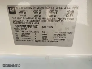 2014 Chevrolet Silverado 1500 LT with VIN 3GCPCREC4EG115927, listed as a IAAI auction lot 41862827 with 115,617 mi miles. Bid and sale history available at carsss.com. Image 9.