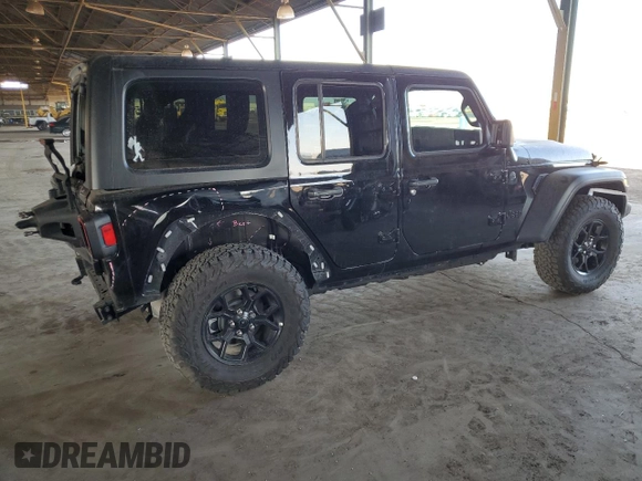 2024 Jeep Wrangler Sport S with VIN 1C4PJXDN3RW107256, listed as a Copart auction lot 43583095 with 17,210 mi miles and Salvage title. Bid and sale history available at DreamBid. Image 3.