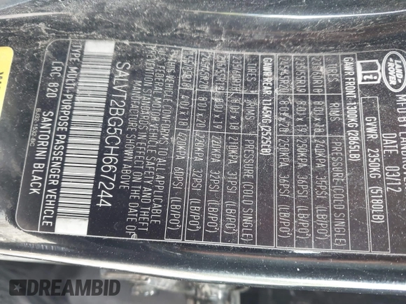 2012 Land Rover Range Rover Evoque Dynamic Premium с VIN SALVT2BG5CH667244, выставлен на аукционе IAAI как лот 42305712 с пробегом 145 931 миль миль и . История ставок и продаж доступна на DreamBid. Изображение 9.