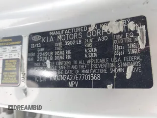 2014 Kia Soul with VIN KNDJN2A27E7701568, listed as a IAAI auction lot 42189948 with 162,585 mi miles. Bid and sale history available at carsss.com. Image 9.