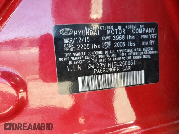 2016 Hyundai Elantra GT with VIN KMHD35LH1GU266651, listed as a Copart auction lot 70490514 with 105,849 mi miles and Salvage Title. Bid and sale history available at carsss.com. Image 12.