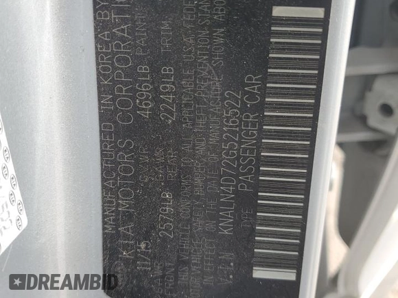2016 Kia Cadenza with VIN KNALN4D72G5216522, listed as a Copart auction lot 78855824 with 150,028 mi miles and Salvage Title. Bid and sale history available at DreamBid. Image 14.