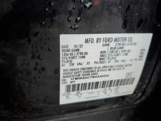 2022 Ford Explorer ST z VIN 1FM5K8GC7NGA49592, wystawiony jako Copart lot #51261825 z przebiegiem Nie podano mil oraz Czysty tytuł • Clean title. Historia ofert i sprzedaży dostępna na DreamBid. Obrazek 13.