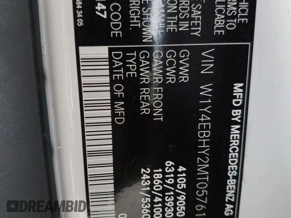 2021 Mercedes-Benz Sprinter Cargo with VIN W1Y4EBHY2MT057616, listed as a Copart auction lot 64847084 with 88,142 mi miles and Clean Title. Bid and sale history available at carsss.com. Image 13.