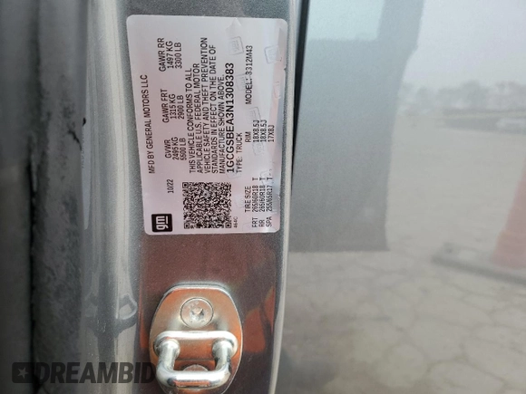 2022 Chevrolet Colorado 2WD Work Truck с VIN 1GCGSBEA3N1308383, выставлен на аукционе Copart как лот 51179375 с пробегом 52 225 миль миль и Списание • Salvage title. История ставок и продаж доступна на DreamBid. Изображение 12.