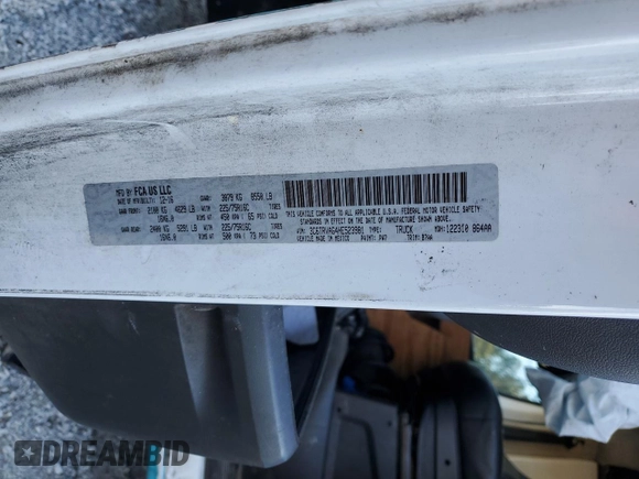 2017 Ram ProMaster Cargo with VIN 3C6TRVAG4HE523981, listed as a Copart auction lot 82538424 with 205,494 mi miles and Salvage Title. Bid and sale history available at DreamBid. Image 14.