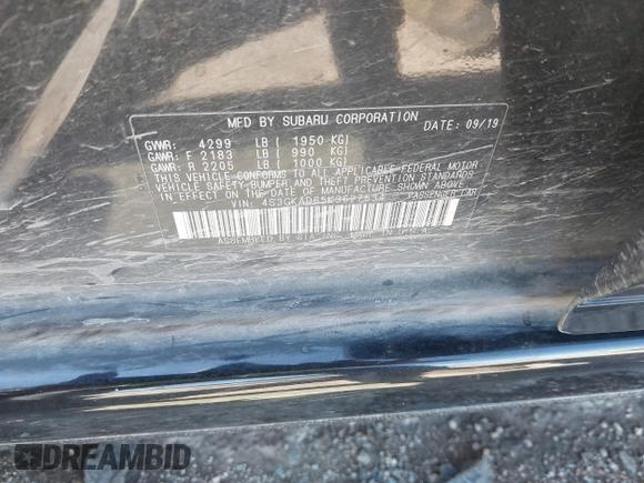 2019 Subaru Impreza Premium с VIN 4S3GKAD65K3627534, выставлен на аукционе IAAI как лот 41764771 с пробегом 106 408 миль миль и . История ставок и продаж доступна на DreamBid. Изображение 9.