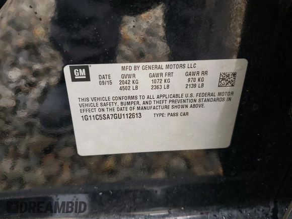 2016 Chevrolet Malibu Limited LT with VIN 1G11C5SA7GU112613, listed as a Copart auction lot 71268884 with 114,896 mi miles and Salvage Title. Bid and sale history available at carsss.com. Image 14.