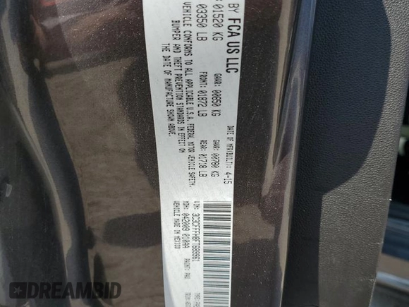 2015 FIAT 500 Abarth with VIN 3C3CFFFH8FT689961, listed as a Copart auction lot 61400335 with 115,665 mi miles and Salvage title. Bid and sale history available at DreamBid. Image 12.