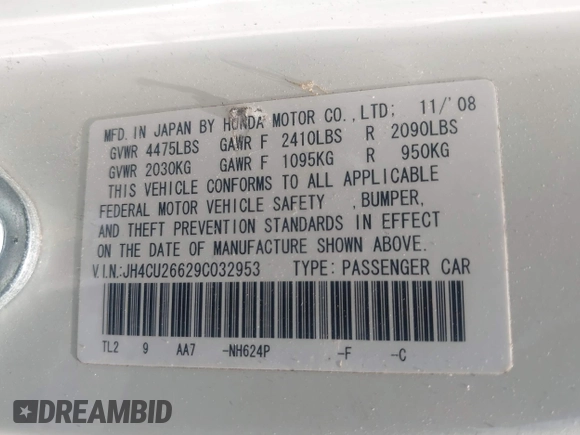 2009 Acura TSX with VIN JH4CU26629C032953, listed as a IAAI auction lot 42549823 with 236,297 mi miles and . Bid and sale history available at DreamBid. Image 9.