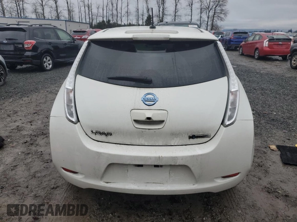 2016 Nissan LEAF S with VIN 1N4BZ0CP0GC304371, listed as a Copart auction lot 81785834 with 57,539 mi miles and Salvage Title. Bid and sale history available at carsss.com. Image 6.