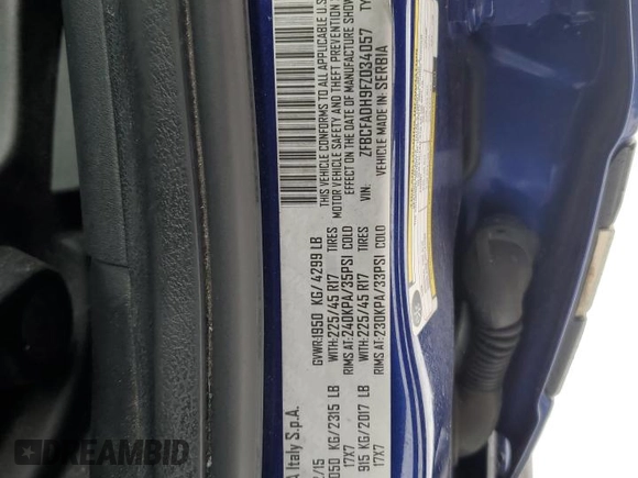 2015 FIAT 500L Urbana Trekking with VIN ZFBCFADH9FZ034057, listed as a Copart auction lot 43781215 with 120,423 mi miles and Salvage Title. Bid and sale history available at DreamBid. Image 12.
