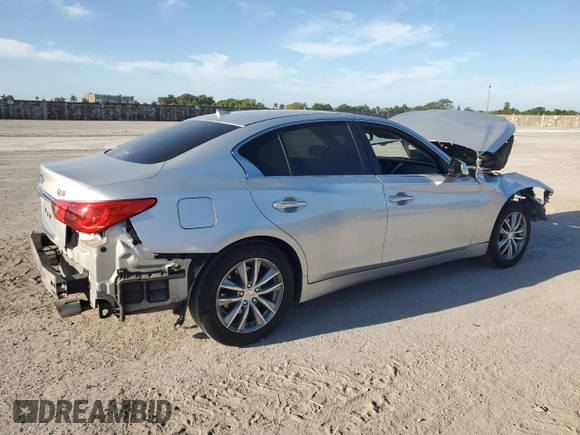 2017 Infiniti Q50 2.0t with VIN JN1CV7AR5HM681574, listed as a Copart auction lot 50114215 with 61,344 mi miles and Salvage Title. Bid and sale history available at carsss.com. Image 3.