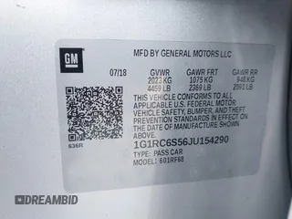 2018 Chevrolet Volt LT with VIN 1G1RC6S56JU154290, listed as a IAAI auction lot 41755985 with 103,974 mi miles. Bid and sale history available at carsss.com. Image 9.