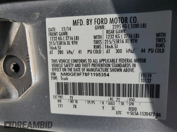 2015 Ford Transit Connect XLT с VIN NM0GE9F78F1195354, выставлен на аукционе Copart как лот 62026025 с пробегом 182 814 миль миль и Чистый • Clean title. История ставок и продаж доступна на DreamBid. Изображение 13.