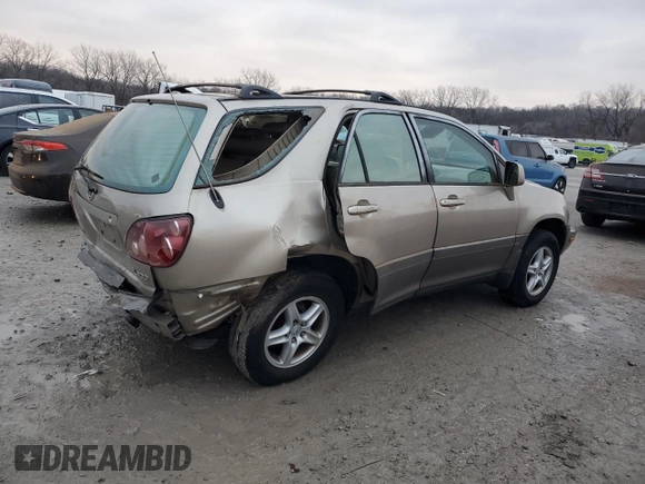1999 Lexus RX 300 Luxury SUV with VIN JT6HF10U3X0054517, listed as a Copart auction lot 87036024 with 0 mi miles and Salvage Title. Bid and sale history available at carsss.com. Image 3.