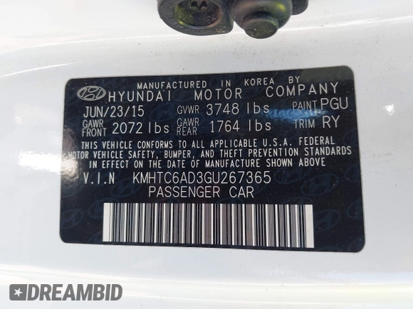 2016 Hyundai Veloster z VIN KMHTC6AD3GU267365, wystawiony jako IAAI lot #41469796 z przebiegiem 111 791 mil mil oraz . Historia ofert i sprzedaży dostępna na DreamBid. Obrazek 9.