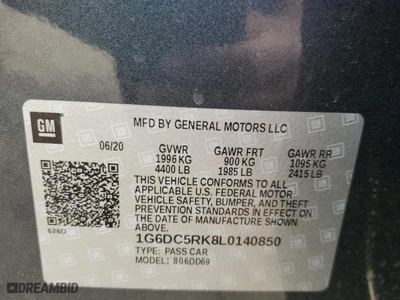 2020 Cadillac CT4 Sport with VIN 1G6DC5RK8L0140850, listed as a Copart auction lot 76160964 with 0 mi miles and Salvage Title. Bid and sale history available at carsss.com. Image 14.